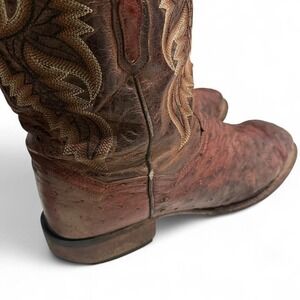 Dan Post Ostrich Leather Cowboy Boots Brown Western 10.5E